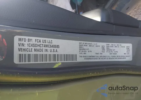 2021 Dodge Durango R/T Rwd from USA, damaged, VIN 1C4SDHCT4MC640685